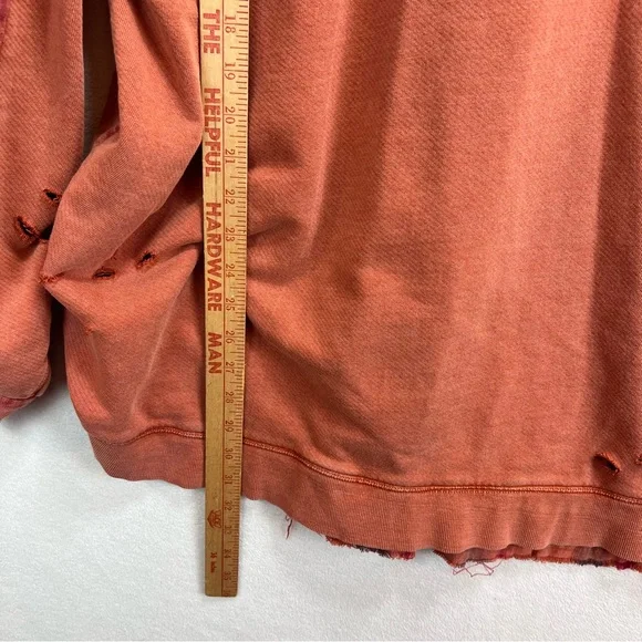 Free People Jackson Wyoming Sweatshirt Size M Oversized Flannel Back Rust/Orange - Picture 8 of 11